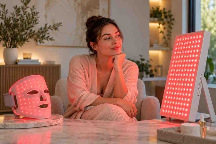LED face mask vs red light panel comparison for at-home skincare