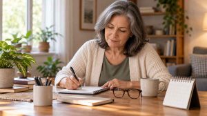 Person preparing appointment notes about memory problems but normal test results